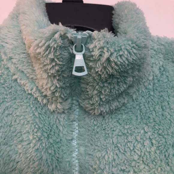 Uniqlo Women's Jacket Mint Green Medium Long Sleeves Mock Neck Zip Fuzzy - Picture 3 of 12